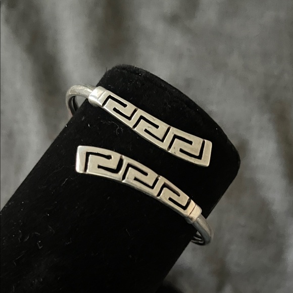 Sterling Silver 925 Greek Key Wrap Cuff Bracelet - Picture 2 of 5